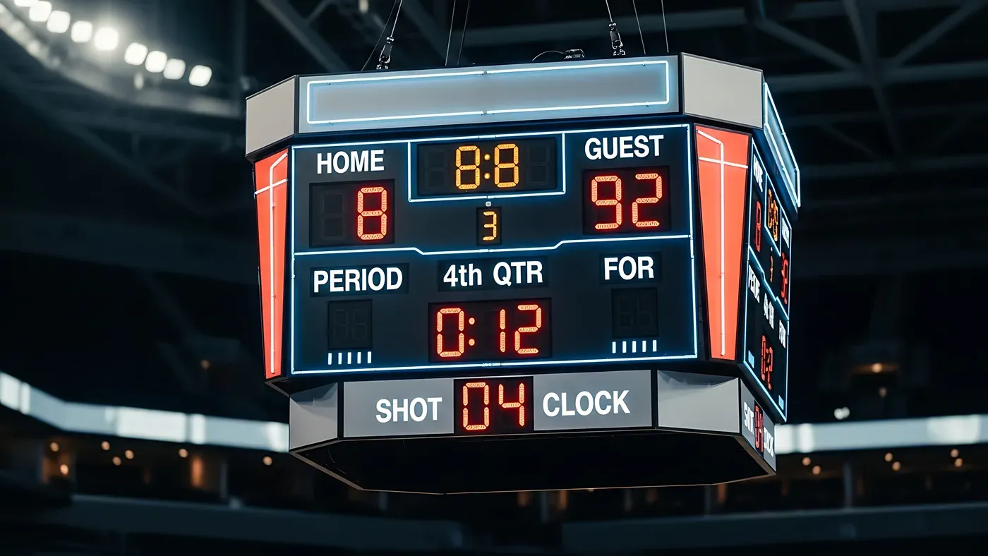 Resultattavla i en basketarena